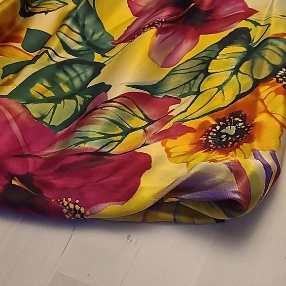 LIKE NEW Y2K Cache 100% Silk Floral Print Balloon Hem Strapless Dress - Picture 16 of 16